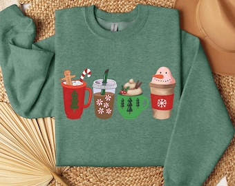 Christmas Coffee Sweater: Holiday Drinks Crewneck Sweatshirt - Gingerbread Latte Cozy Shirt