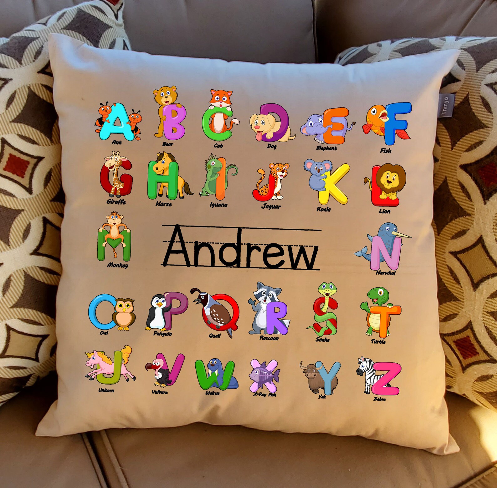 Learning Pillow Boy or Girl Alphabet Personalized Throw Etsy