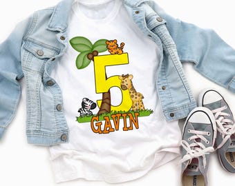 Safari Birthday Shirt | Custom Boy or Girl Name & Age Tee