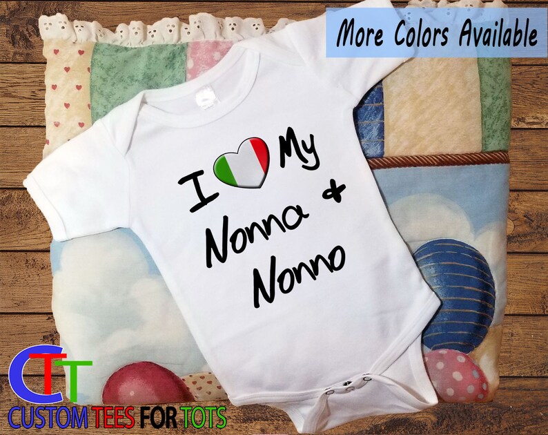 I Love My Nonna and Nonno Bodysuit With Italian Flag Etsy