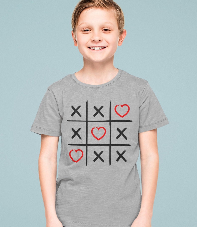 Valentine's Day Tic Tac Toe Shirt: Hearts Design, Kids Valentine Gift image 7