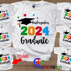 Kindergarten Graduation Shirt - Pre-K - Preschool - Grade 1 - Custom 2024 Grad t-shirt for Boy Girl - Personalize Name Year