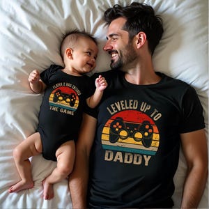 Custom Leveled Up Daddy Shirt - Player 2 Entered The Game Baby Gamer Gift