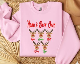 Custom Grandma Reindeer Christmas Sweatshirt: Personalized Grandchildren Names