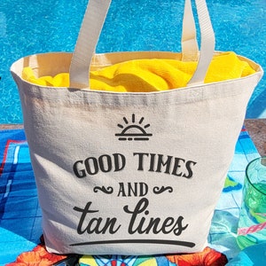 Summer Tote Bag Good Times and Tan Lines Totebag Open Top or Zippered 4 ...