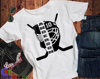 Hockey GOALIE Shirt - Kids or Adult Personalized Name and Number Hockey Goalie Player Tee - Custom Hockey sports Shirt -