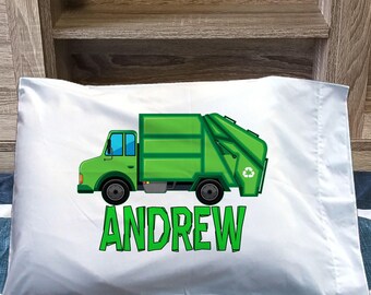 Personalized Garbage Truck Pillowcase: Soft Kids Bedding, Microfiber