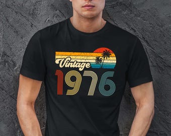 Funny 50th Birthday Shirt Vintage Retro 1976 Sunset Graphic Tee