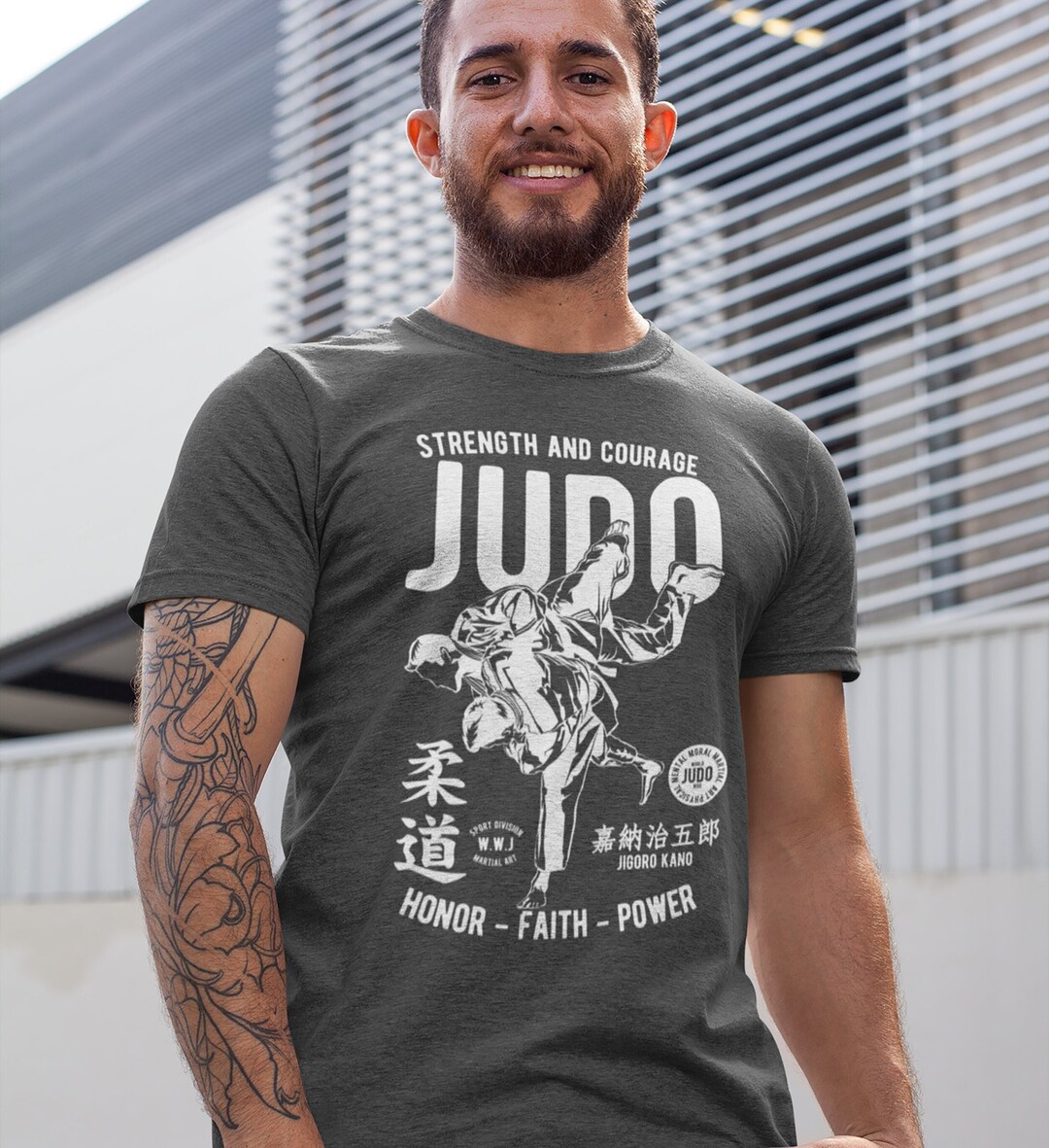 Judo Shirt Mens or Ladies Martial Arts Tshirt strength and Courage Shirt Judo Fighter Workout Shirt Etsy