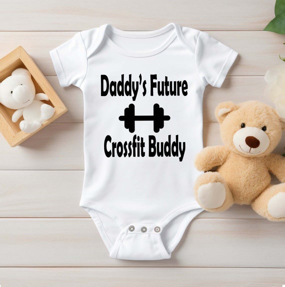 Daddy's Future Crossfit Buddy Bodysuit for Boy Bodybuilder Shirt for Girl  Crossfit Baby Tee Baby Workout Bodysuit 