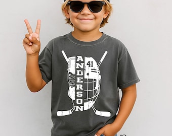 Personalized Hockey Player Shirt: Custom Name & Number Tee Comfort Colors® Adult or Youth T-shirt