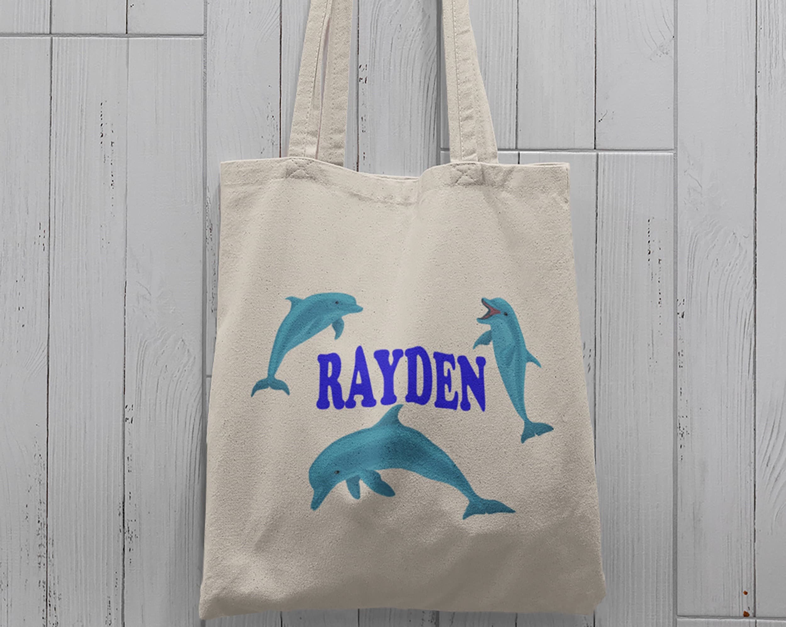 Kids Dolphin Tote Bag-Personalized cute sea animals totebag-cute dolphin  tote -Open top or zippered 4 styles-100% heavy canvas cotton