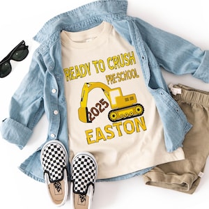 Personalized Construction Excavator Preschool Shirt: First Day Tee