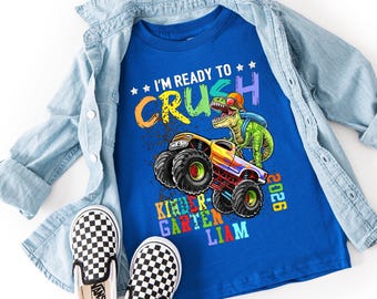 Kindergarten Monster Truck Dinosaur Shirt - First Day School T-Shirt
