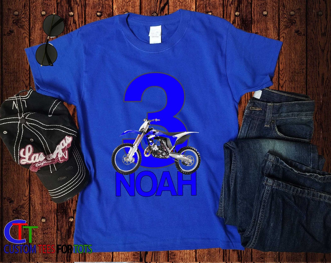 Blue Dirt Bike Shirt Dirtbike Birthday Shirt Personalized Etsy
