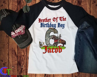 Personalized Knight Birthday Raglan Shirt - Kids Sibling Matching - Medieval Family Outfit