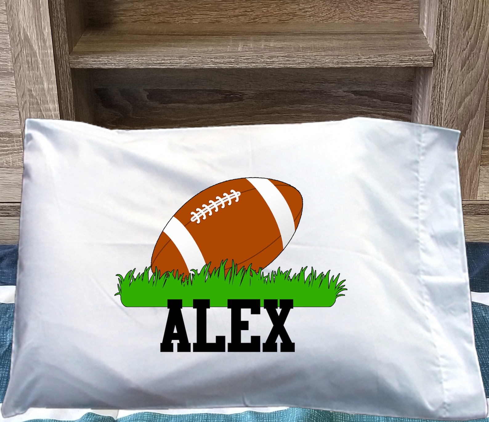 Kids Football Pillowcase Personalized Boys Football Pillow Etsy