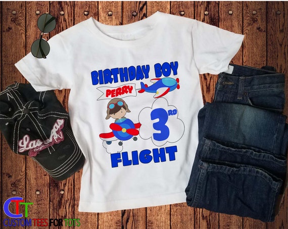 Camiseta personalizada de cumpleaños de avión para niños, camiseta de 1 a  12 años, traje de fiesta de cumpleaños, ropa, regalo para niños, Tops de