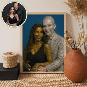 Golden Glitter Couple Portrait: Shimmering Fine Art Print (Digital Download)