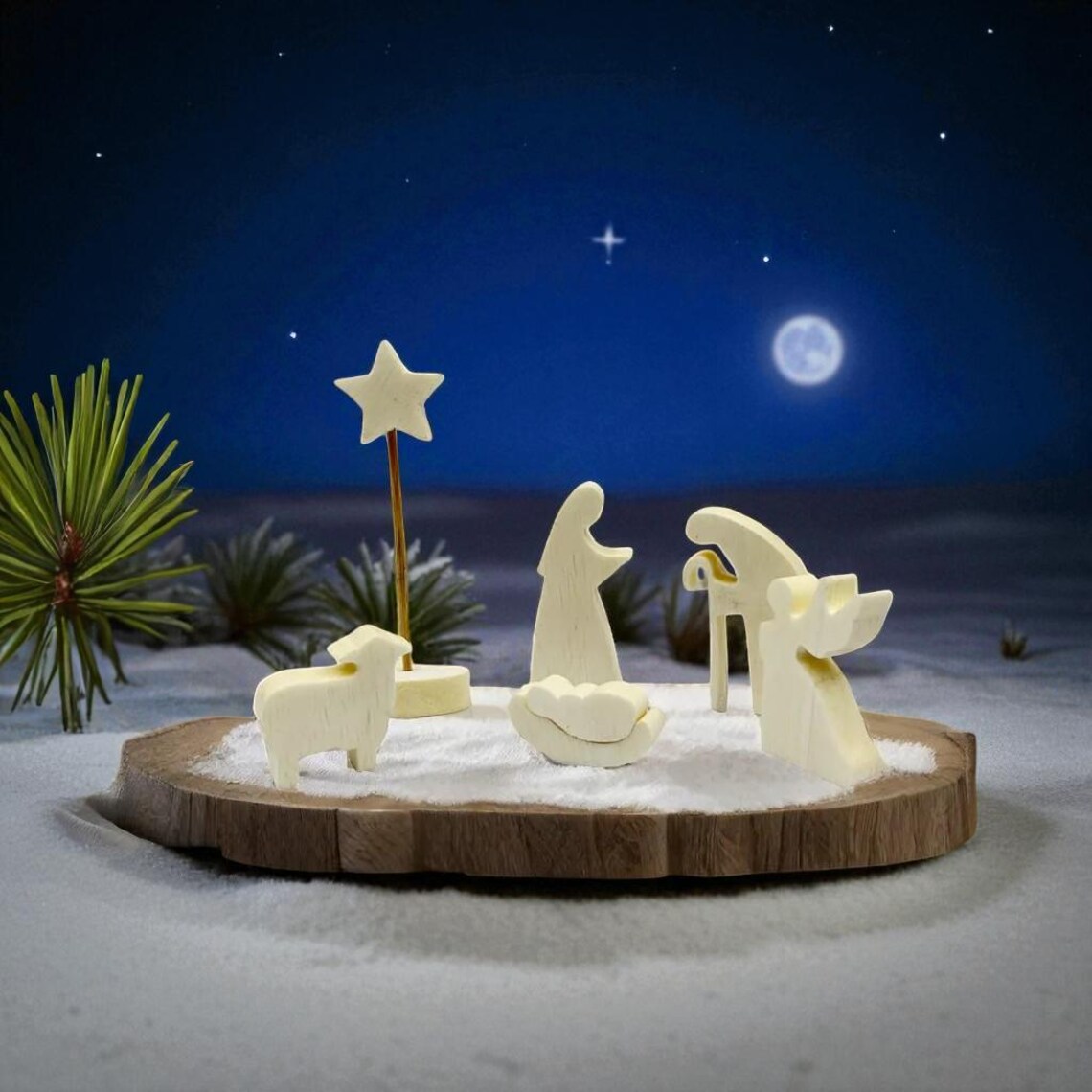 Handcrafted Wooden Nativity Scene: 11 Piece Modern Christmas Decor - Etsy