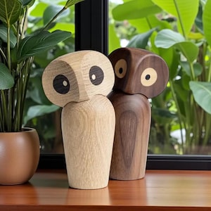 Handcrafted Wood Owl Ornament: Rustic Home Decor Figurine
