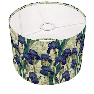 Art Nouveau Irises Lamp Shade with Ring - Vintage Floral Lighting, Designer Home Decor, Unique Gift Idea