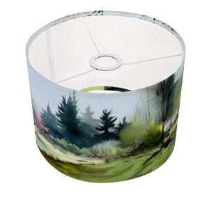 Spring Watercolor Lamp Shade with Ring - Landscape Pattern Lighting Accessory for Home Decor & Bedroom