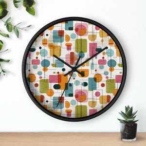 Modern Geometric Wall Clock, Colorful Home Decor, Unique Gift Idea, Timepiece for Living Room, Kitchen Wall Art, Mid-Century Style