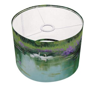 Serene Swan Lake Lamp Shade, Tranquil Watercolor Nature Scene for Elegant Home Decor