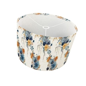 Blue Floral Lamp Shade with Ring - Elegant Home Décor, Soft Light Cover for Table & Floor Lamps, Vintage Inspired Design