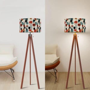 Mid-Century Tripod Stehlampe - Vintage Modern Holz & Metall Beleuchtung, Wohnzimmer Dekor