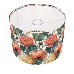 Art Nouveau Peonies Lamp Shade with Ring – Vintage Floral Lighting Decor for Living Room or Bedroom