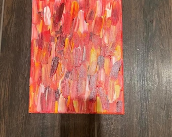 暖色系の抽象アクリル画、24x28 キャンバスのオリジナル、壁アート