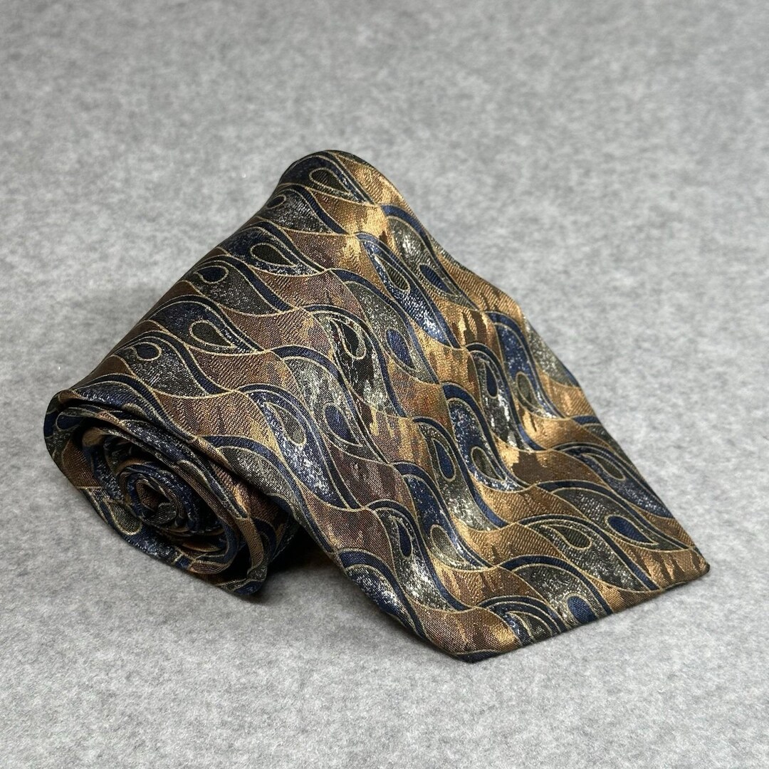 Louis Rotha Louis Roth Silk XL Tie Italy Brown Blue Abstract Paisley Vintage 63x4in ...
