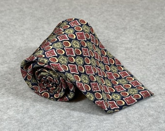 Corbata vintage Christian Dior Monsieur para hombre, negra, 100% seda, colores geométricos, 56 x 4 pulgadas.