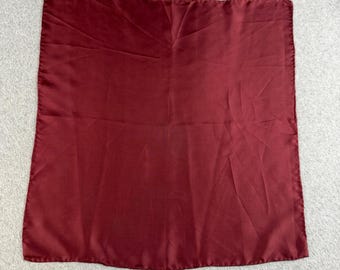 Vintage Ashear Mens Burgundy 100% Silk Hand Rolled Pocket Square Solid 18.5x19"