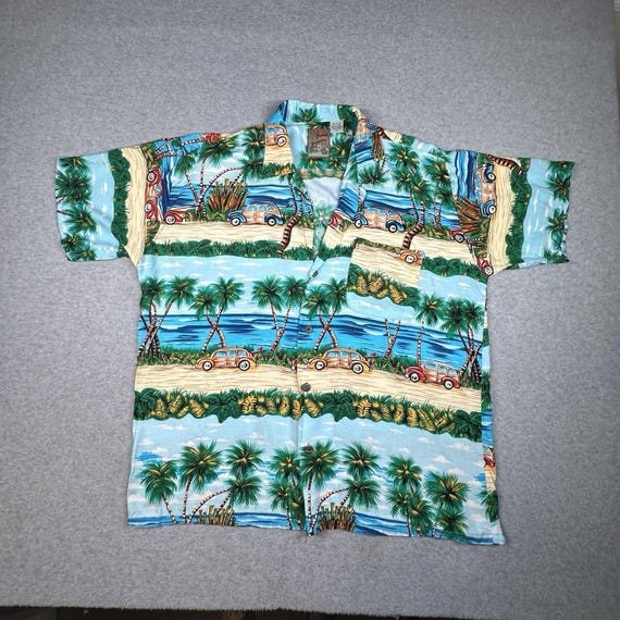 Vintage Pineapple Connection Hawaiian Shirt Mens M Aloha Rayon Car