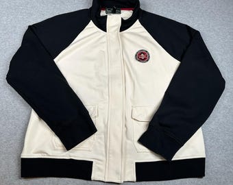 Chaqueta deportiva vintage Lauren Ralph Lauren con cremallera completa para mujer XL en dos tonos NOTA