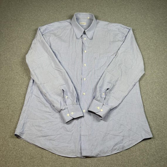 Pal Zileri, Vintage Pal Zileri Italy Blue Stripe Dress Shirt Mens 16 34/35 41 L Button Front