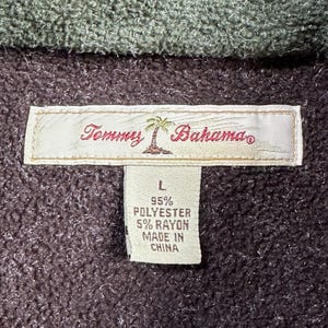 Camisa Tommy Bahama verde de manga larga con botones para hombre, talla L, vintage, de forro polar acogedor imagen 2