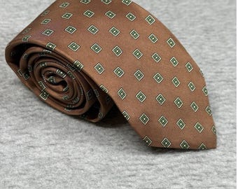 Corbata vintage de seda verde bronce de Christian Dior Cravates, París, Nueva York