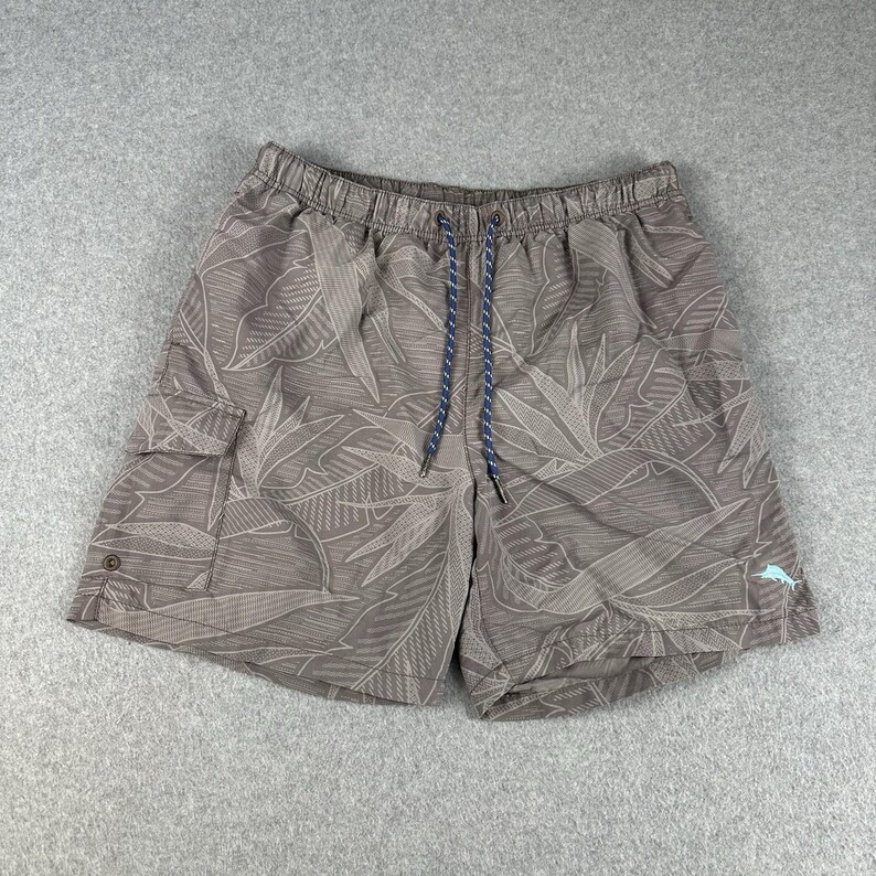 Bañador Tommy Bahama Relax vintage para hombre, talla M, estampado de hojas, forrado en nailon. imagen 1