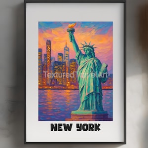 Statue of Liberty Painting: New York City Travel Poster (Digital Download 3750x3000 inches)