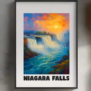 Niagara Landscape Painting, Niagara Falls, Niagara Falls Textured Painting, Niagara Falls Travel Poster, Niagara Falls Wall Art