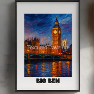 Big Ben London Art Print: Vintage Travel Poster (Digital Download 3750x3000 inches