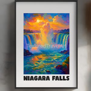 Niagara Landscape Painting, Niagara Falls, Niagara Falls Textured Painting, Niagara Falls Travel Poster, Niagara Falls Wall Art