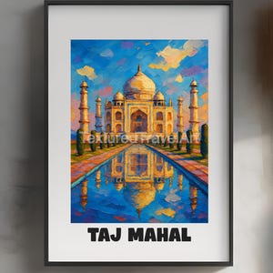 Taj Mahal Painting: Textured India Travel Art Print (Digital Download 3750x3000 inches)