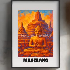 Borobudur Temple Print: Java Indonesia Travel Poster (Digital Download 3750x3000 inches)