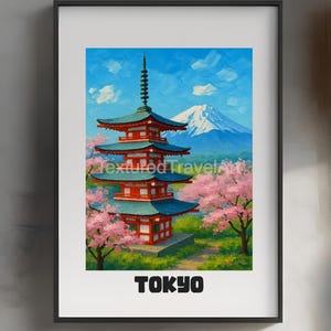 Mount Fuji Chureito Pagoda Japan, Chureito Pagoda Art Print, Chureito Pagoda Mount Fuji, Chureito Pagoda Travel Painting, Mt. Fuji