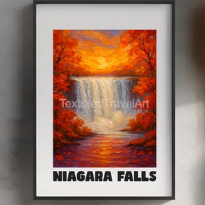 Niagara Landscape Painting, Niagara Falls, Niagara Falls Textured Painting, Niagara Falls Travel Poster, Niagara Falls Wall Art